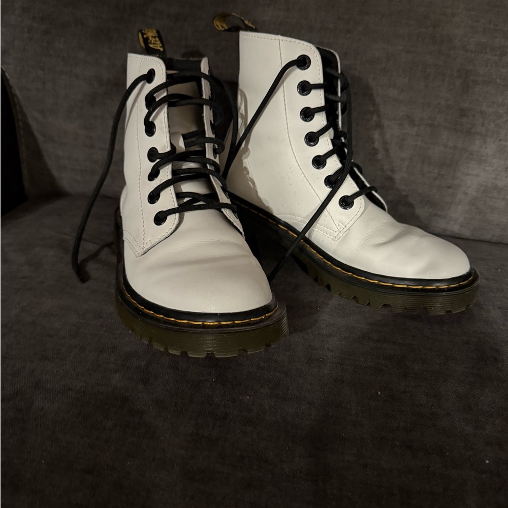 Dr. Martens White Boots with Black Laces